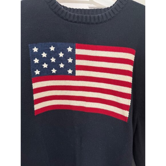 NWT Chaps Men  Iconic American Flag Sweater Navy Knit Sweater Preppy Academic XL - Picture 10 of 14